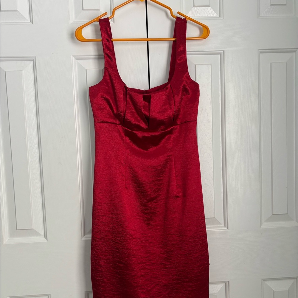 Connected Apparel Red Satin Dress 8